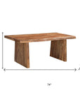 Seven Piece Brown Solid Wood Dining Set with Six Chairs and One Bench