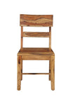 Seven Piece Brown Solid Wood Dining Set with Six Chairs and One Bench