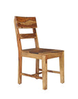 Seven Piece Brown Solid Wood Dining Set with Six Chairs and One Bench
