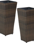Set of Two 11" X 11" Brown Heavy Duty Plastic Square Pot Planter