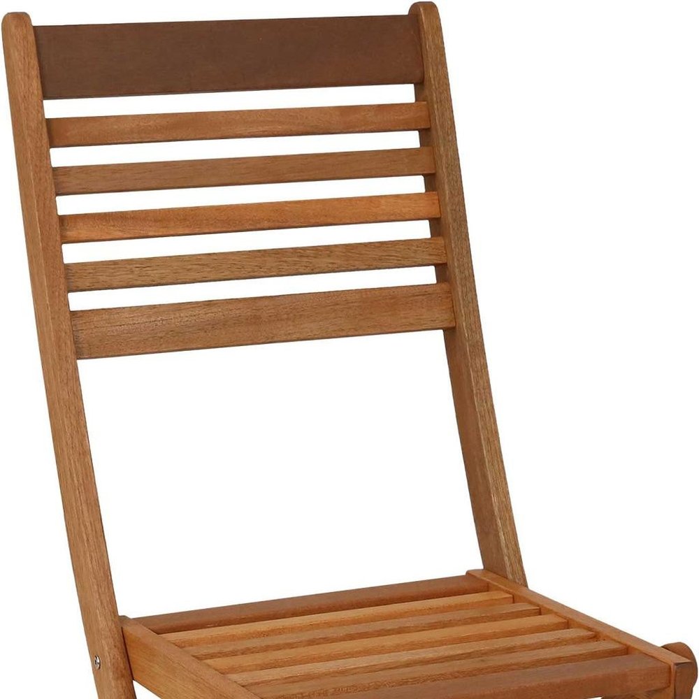 Set of Two Brown Solid Wood Outdoor Folding Dining Chairs