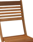 Set of Two Brown Solid Wood Outdoor Folding Dining Chairs
