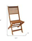 Set of Two Brown Solid Wood Outdoor Folding Dining Chairs