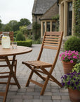 Set of Two Brown Solid Wood Outdoor Folding Dining Chairs