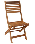 Set of Two Brown Solid Wood Outdoor Folding Dining Chairs