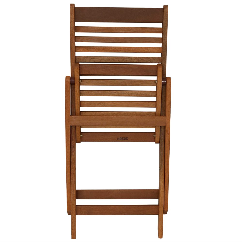 Set of Two Brown Solid Wood Outdoor Folding Dining Chairs