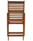 Set of Two Brown Solid Wood Outdoor Folding Dining Chairs