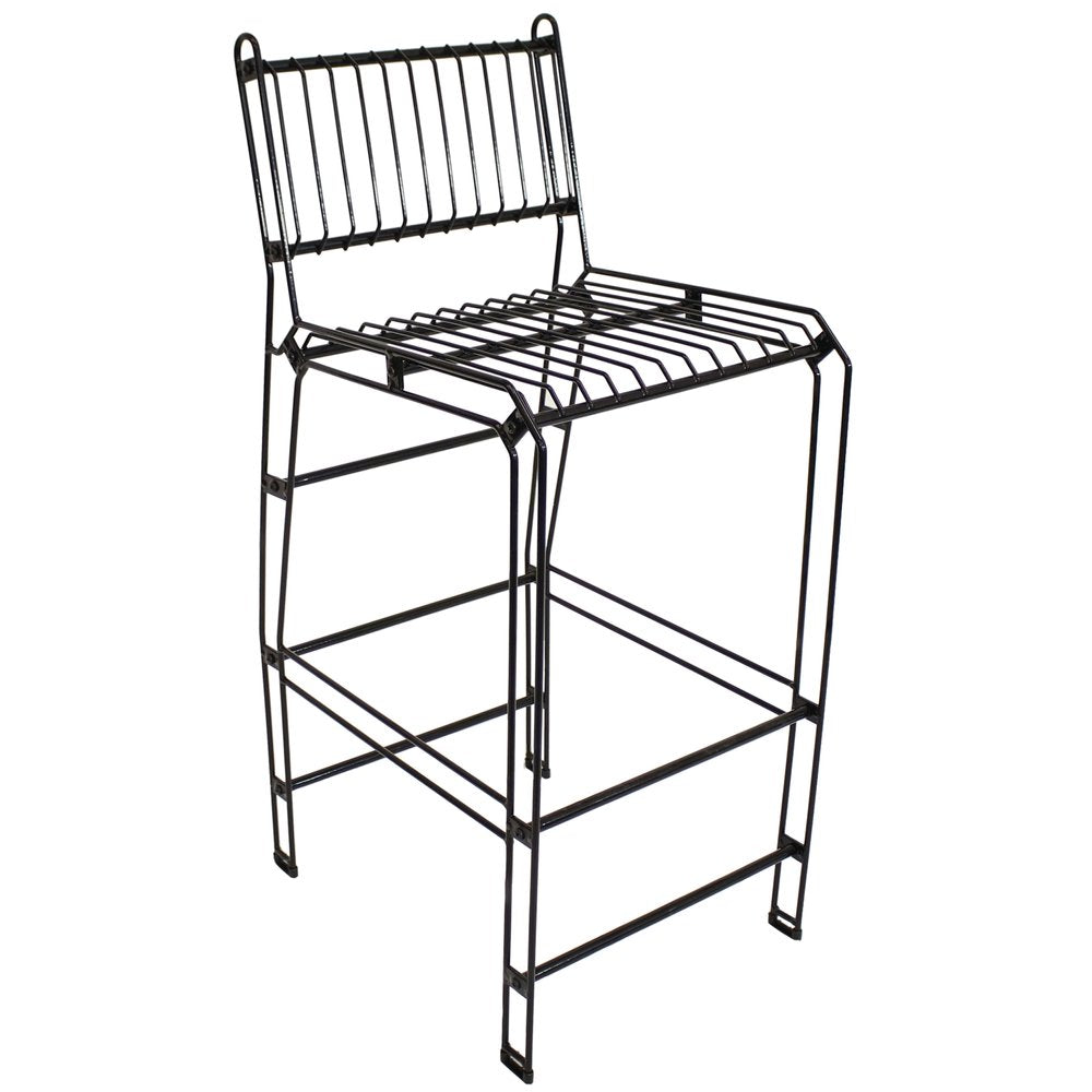 29" Black Steel Outdoor Bar Height Chair