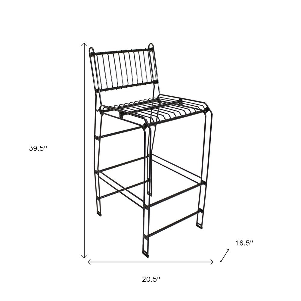 29" Black Steel Outdoor Bar Height Chair