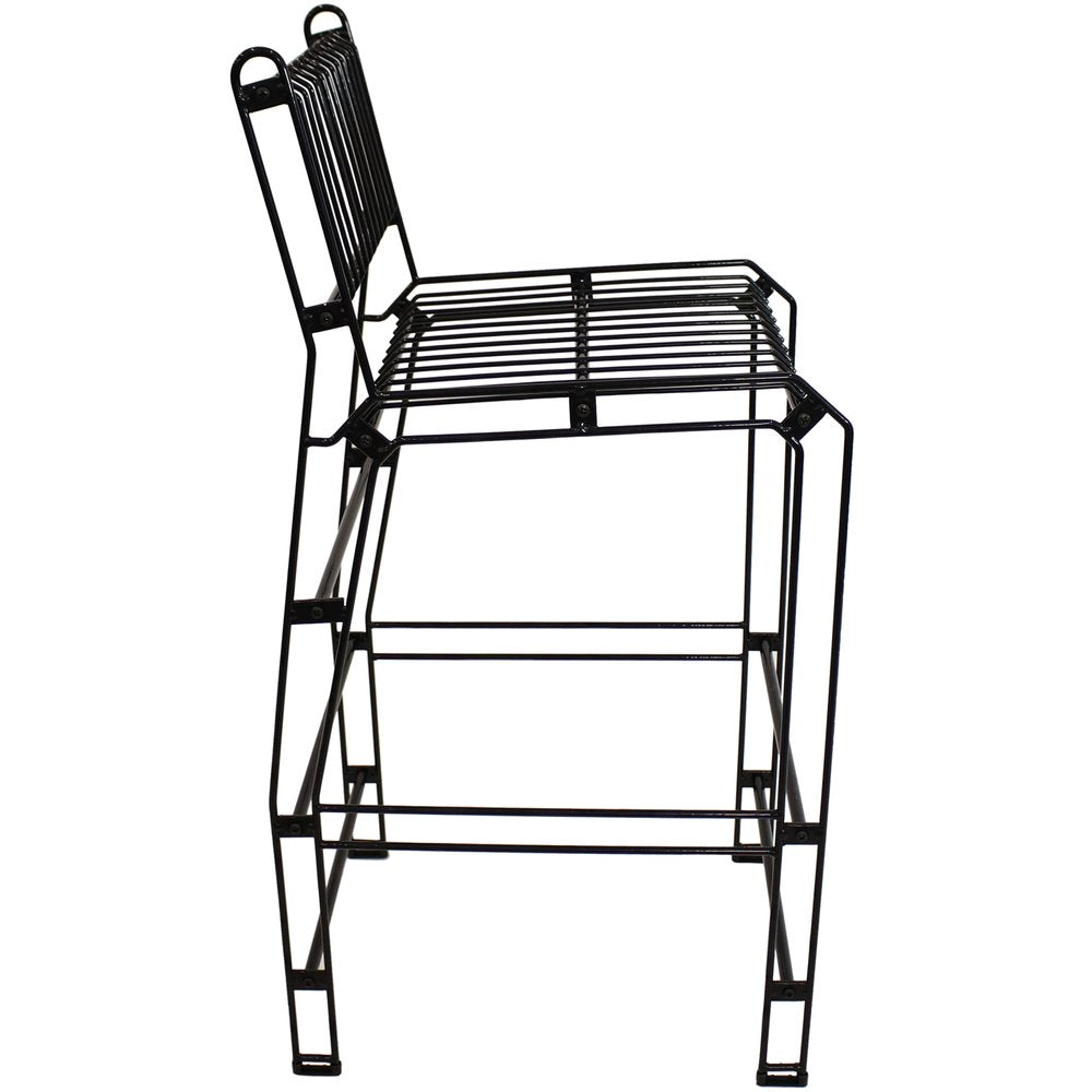 29" Black Steel Outdoor Bar Height Chair