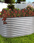 32" X 63" Silver Metal Oval Raised Garden Bed