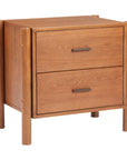 22" Walnut Solid Wood Two Drawer Nightstand