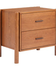 22" Walnut Solid Wood Two Drawer Nightstand