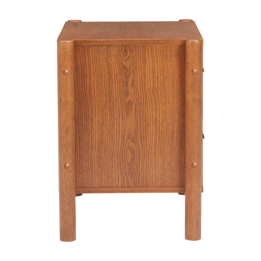 22" Walnut Solid Wood Two Drawer Nightstand