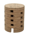 14" Natural Solid Wood Round Outdoor Side Table