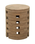 14" Natural Solid Wood Round Outdoor Side Table