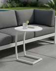 20" White Aluminum Round Outdoor Side Table