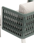 27" Green And White Aluminum Outdoor Accent Chair with White Cushion