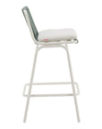 Set of Two White and Green Woven Back And Aluminum Counter Height Bar Chairs