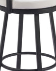 31" Black Natural And White Woven Aluminum And Rattan Low Back Outdoor Bar Height Chair