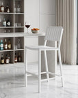 30" White Aluminum Outdoor Bar Height Chair