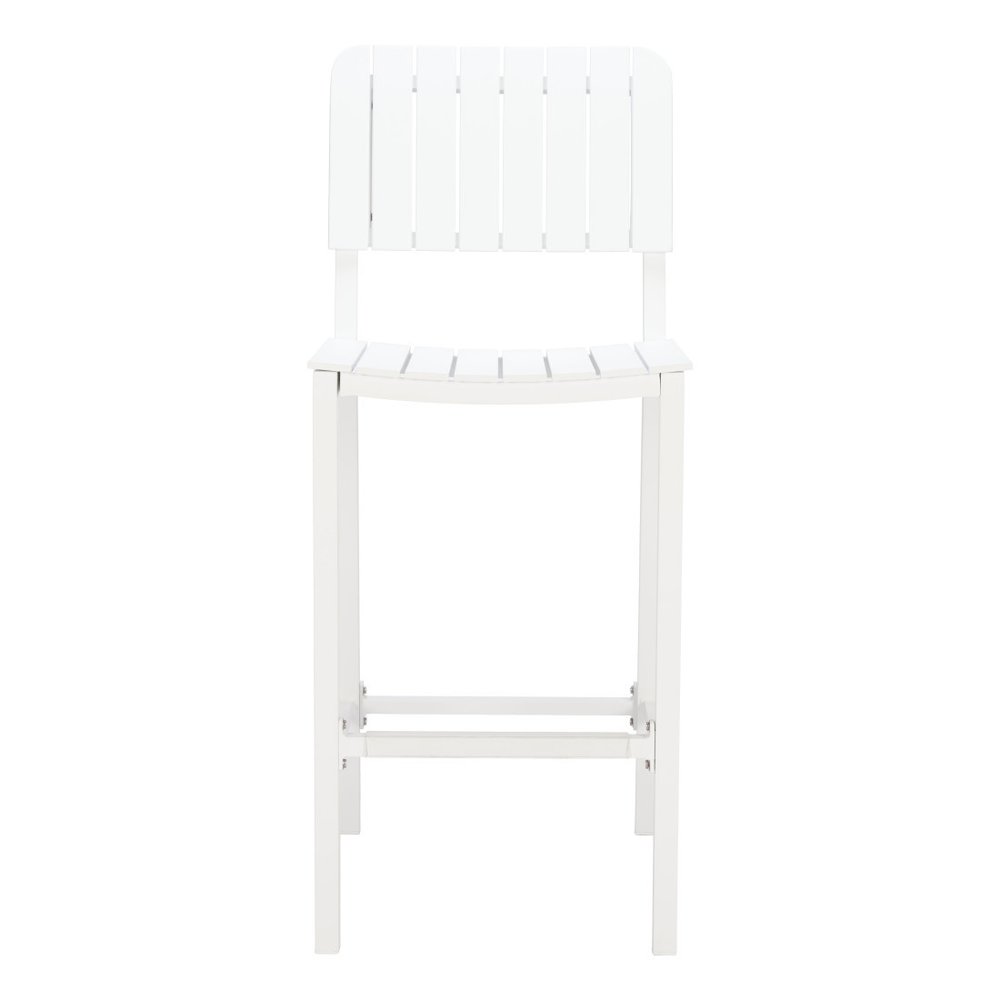 30" White Aluminum Outdoor Bar Height Chair