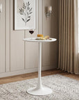 24" White Wood and Steel Rounded Bar Table