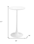24" White Wood and Steel Rounded Bar Table