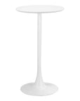 24" White Wood and Steel Rounded Bar Table