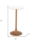 24" White and Gold Wood and Steel Rounded Bar Table