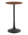 24" Brown and Black Wood and Steel Rounded Bar Table