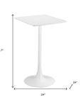 24" White Wood and Steel Square Bar Table
