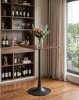 24" Brown and Black Wood and Steel Square Bar Table