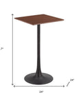 24" Brown and Black Wood and Steel Square Bar Table