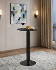 24" Black Wood and Steel Rounded Bar Table