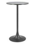 24" Gray and Black Faux Terrazzo and Steel Rounded Bar Table