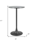 24" Gray and Black Faux Terrazzo and Steel Rounded Bar Table