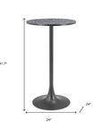 24" Black Faux Terrazzo and Steel Rounded Bar Table