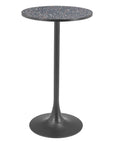 24" Black Faux Terrazzo and Steel Rounded Bar Table