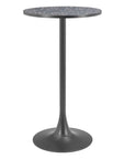 24" Black Faux Terrazzo and Steel Rounded Bar Table