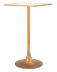 24" Beige and Gold Faux Terrazzo and Steel Square Bar Table