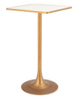 24" Beige and Gold Faux Terrazzo and Steel Square Bar Table