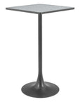 24" Gray and Black Faux Terrazzo and Steel Square Bar Table