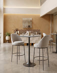 24" Gray and Black Faux Terrazzo and Steel Square Bar Table