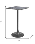 24" Black Faux Terrazzo and Steel Square Bar Table