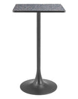 24" Black Faux Terrazzo and Steel Square Bar Table