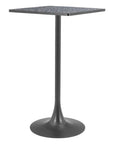 24" Black Faux Terrazzo and Steel Square Bar Table