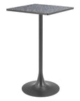 24" Black Faux Terrazzo and Steel Square Bar Table