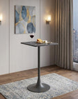 24" Black Faux Terrazzo and Steel Square Bar Table