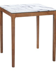 32" White and Natural Faux Marble and Solid Wood Square Bar Table